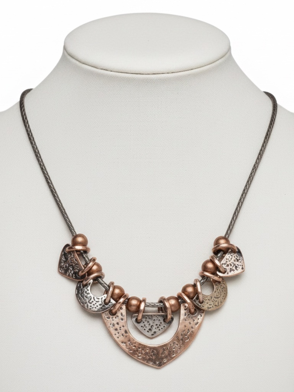 Womens Antique Copper Plated Brass Necklace with a Snake Chain